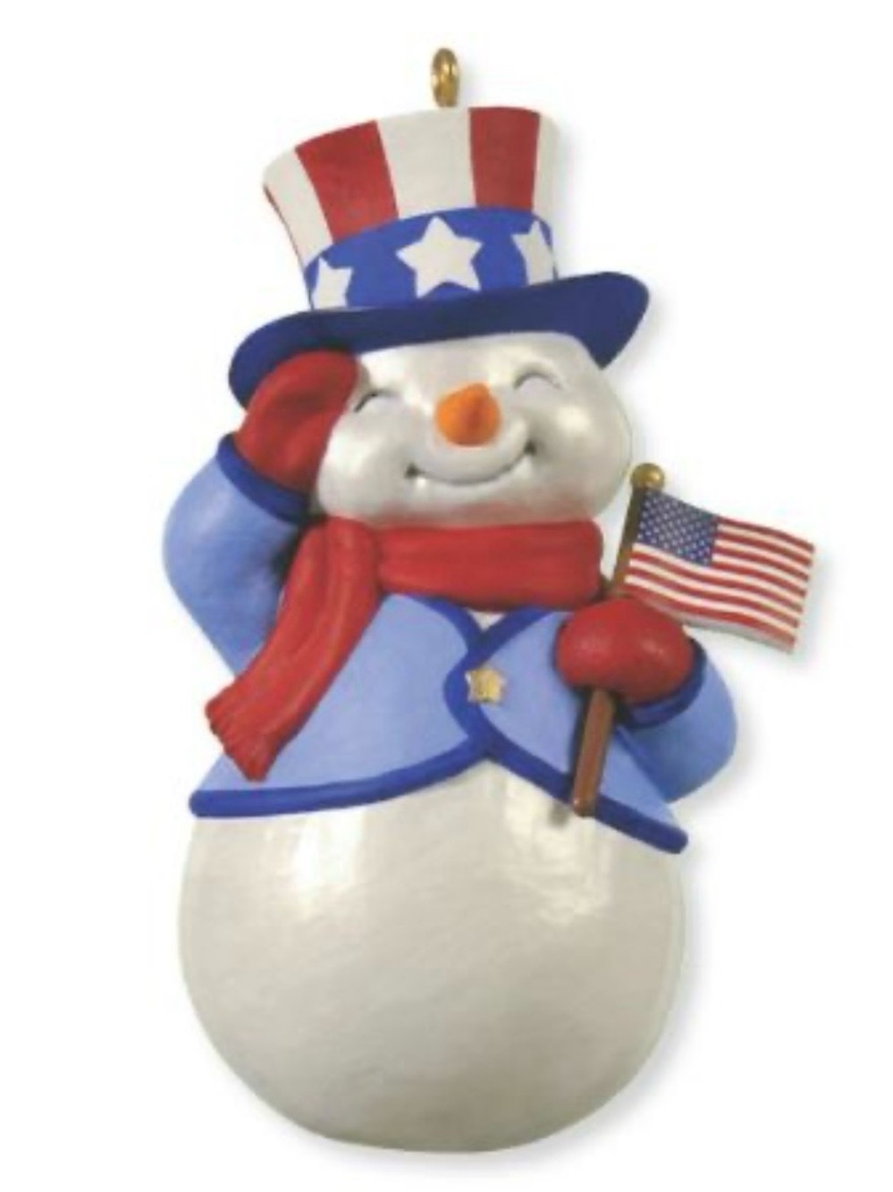 2012 Hallmark Keepsake Ornament Patriotic Snowman Red White Blue American Flag